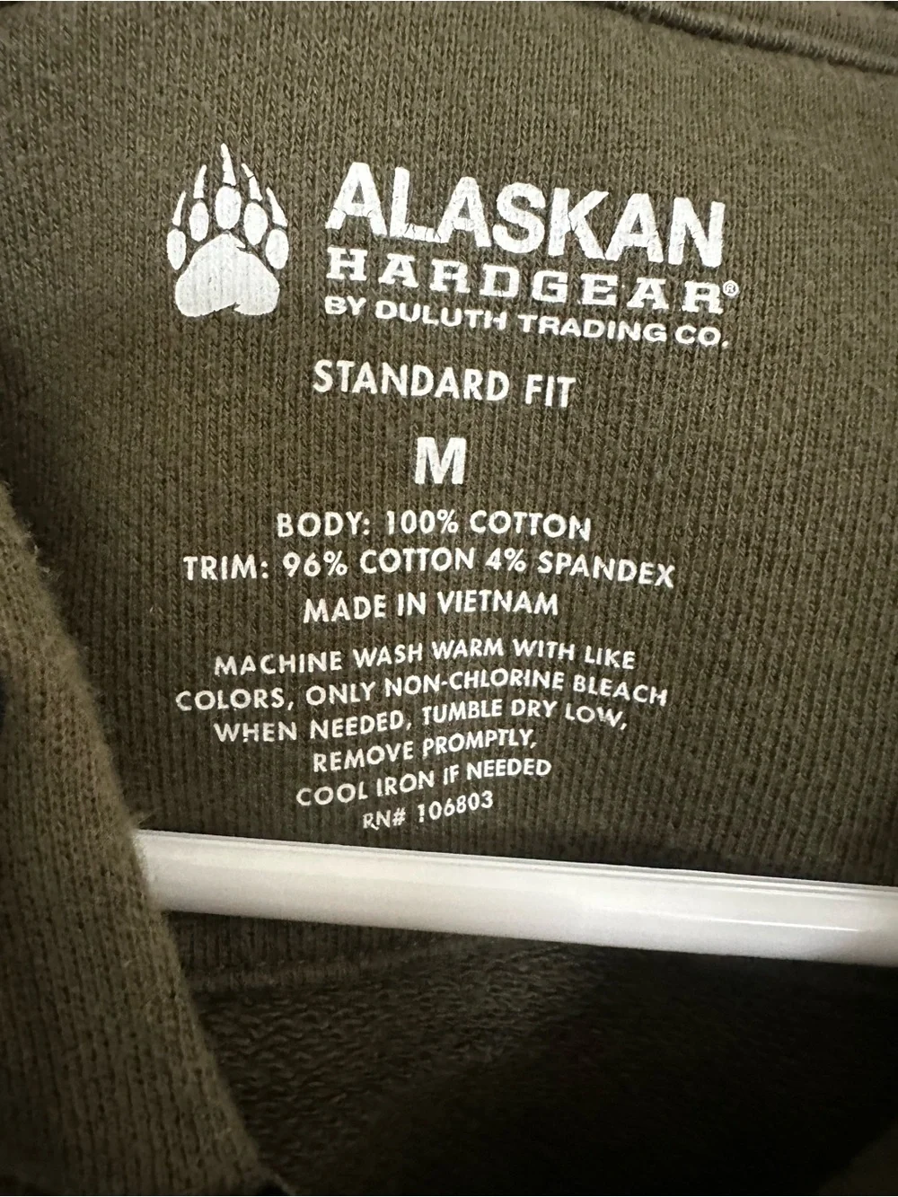 Alaskan Hardgear Olive Green Zip-Up Hoodie